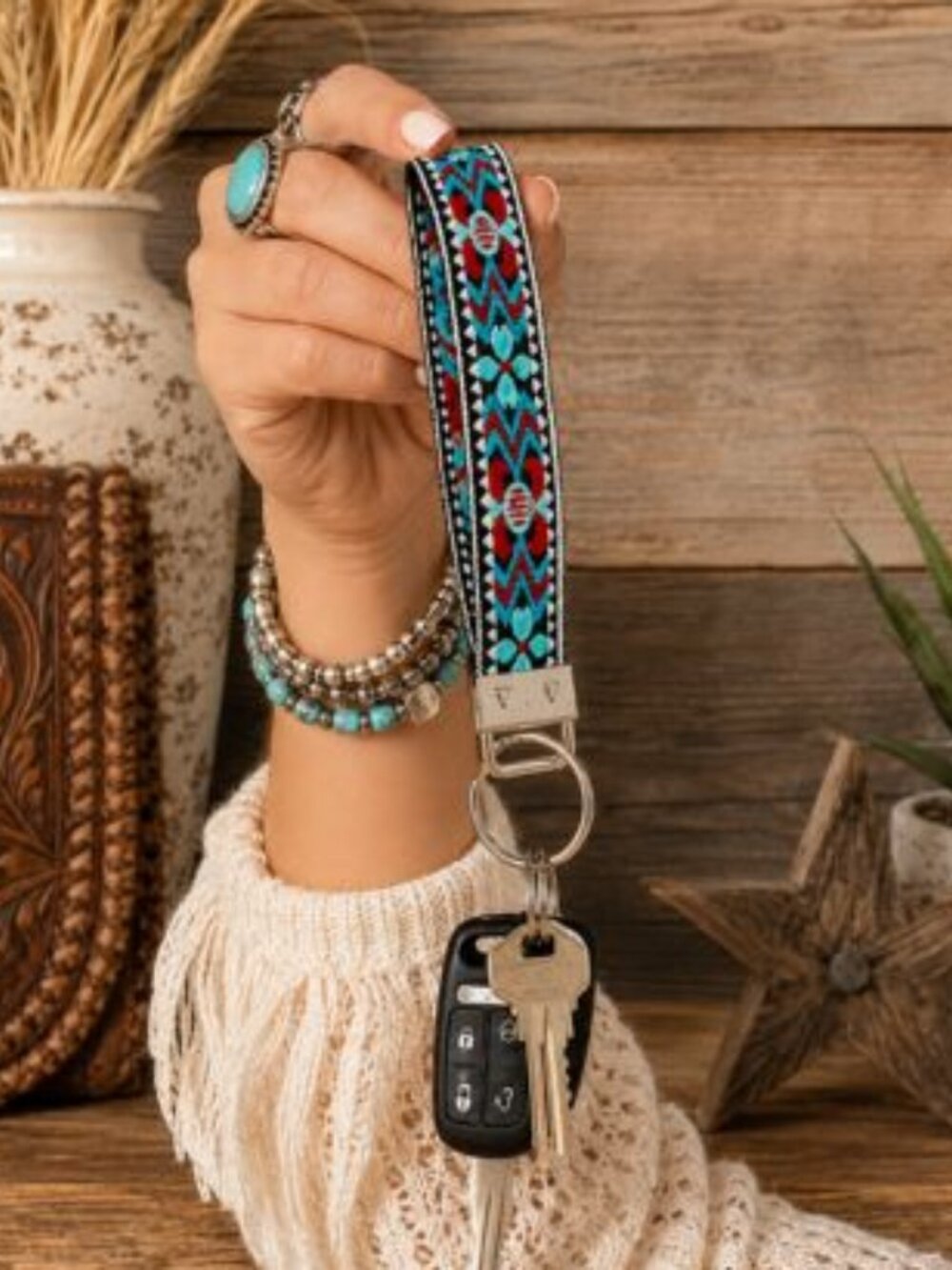 Wilderland Western Embroidered Wristlet Keychain Southwestern NWT